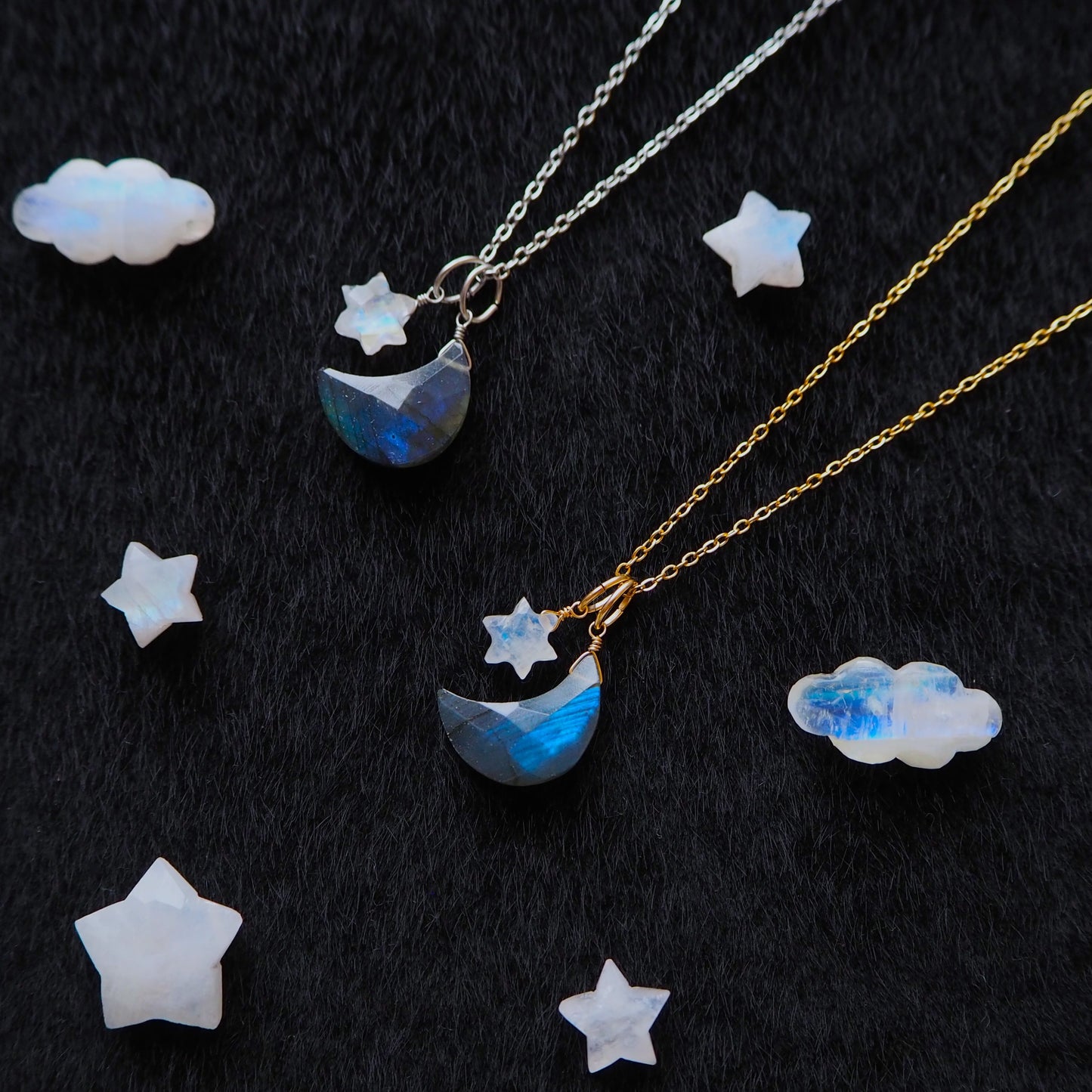 【3WAY】三日月×六芒星ペンダント 宙フェス限定品/天然石アクセサリー