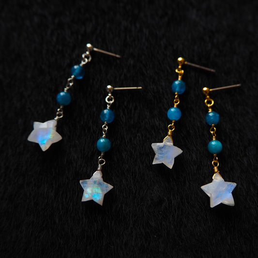 ムーンストーン 流れ星の耳飾り/天然石アクセサリー