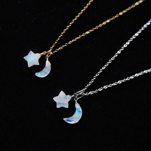 【3WAY】ムーンストーン 星×月ペンダント/天然石アクセサリー