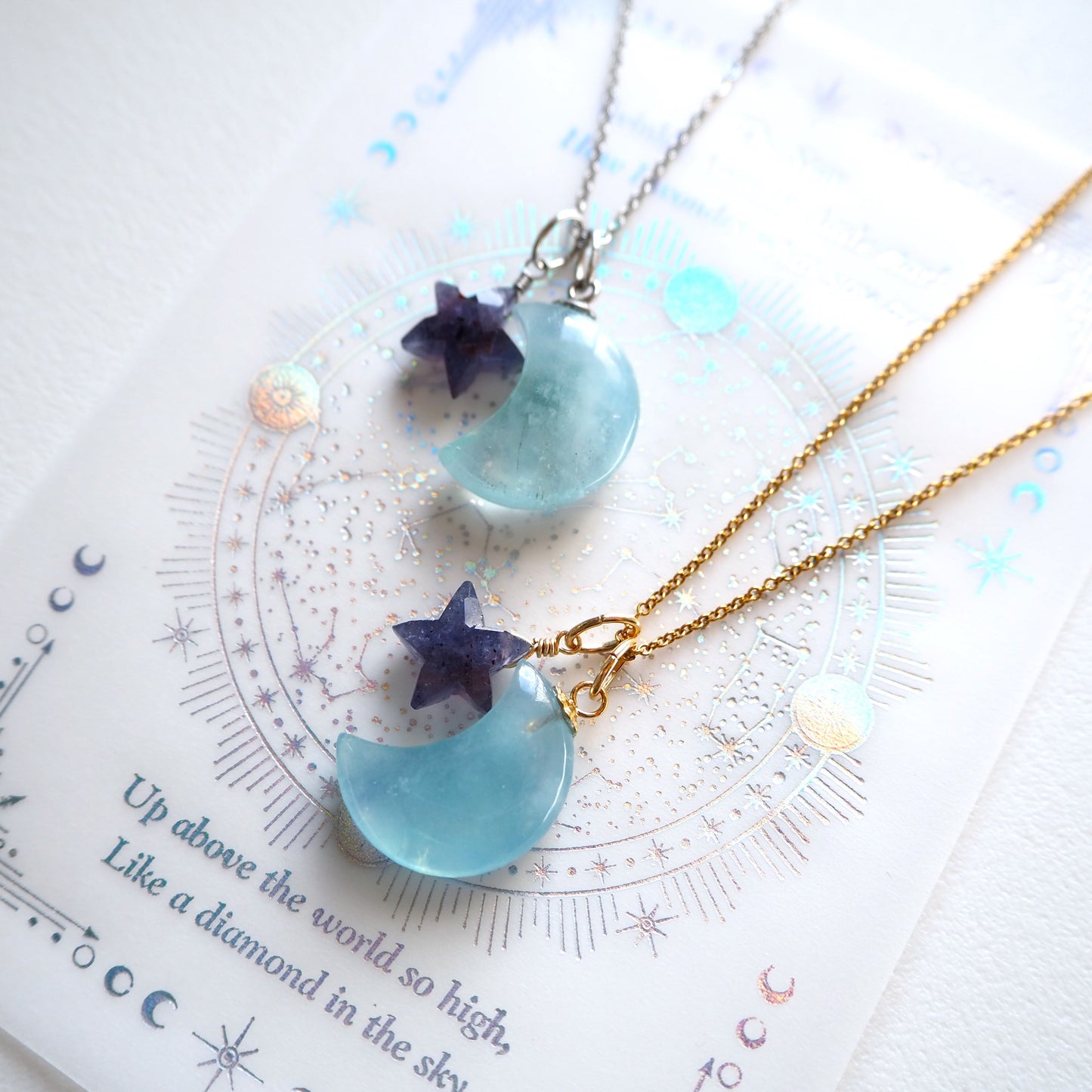 【3WAY】アクアマリン×アイオライト ペンダント/天然石アクセサリー