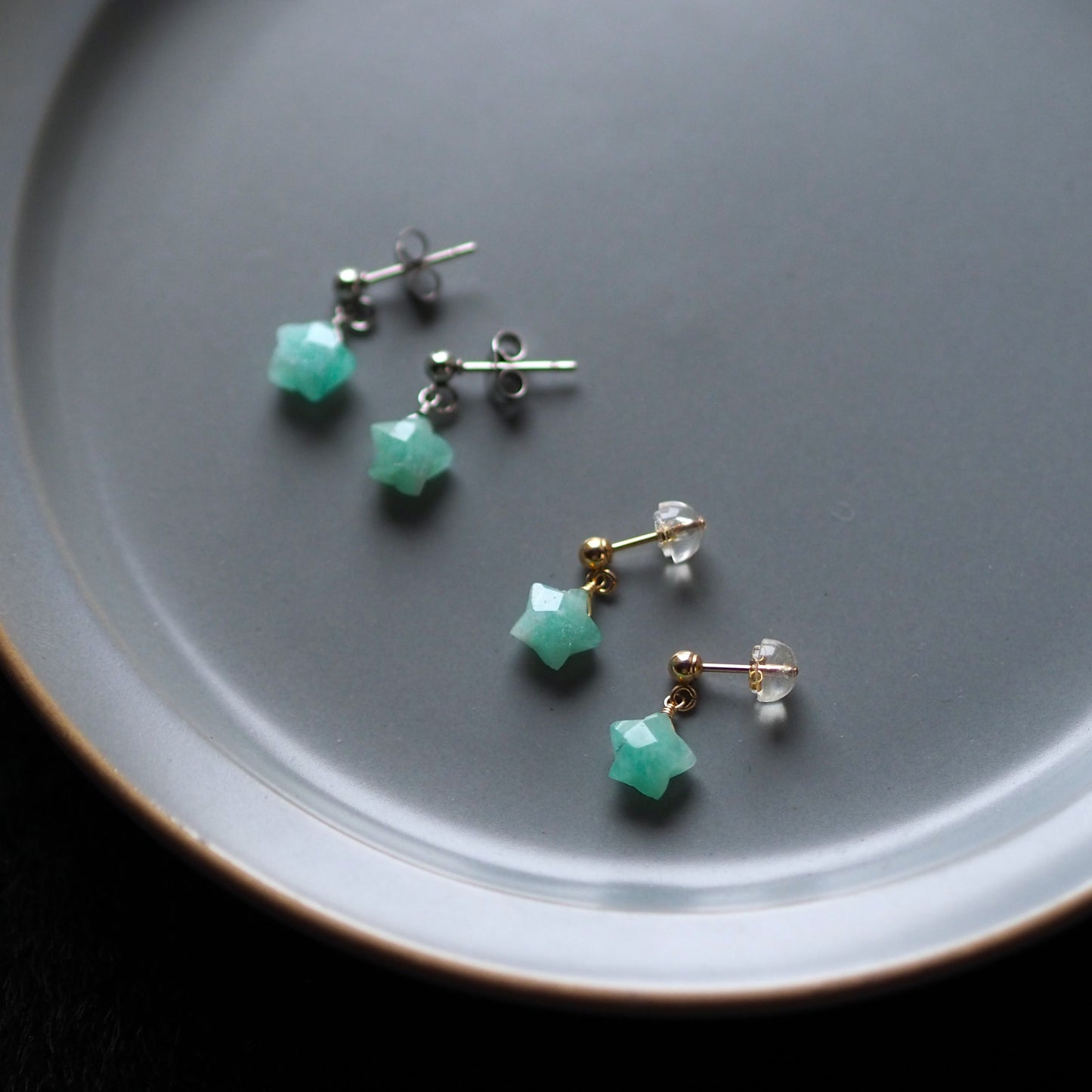 アマゾナイト 小さな星の耳飾り