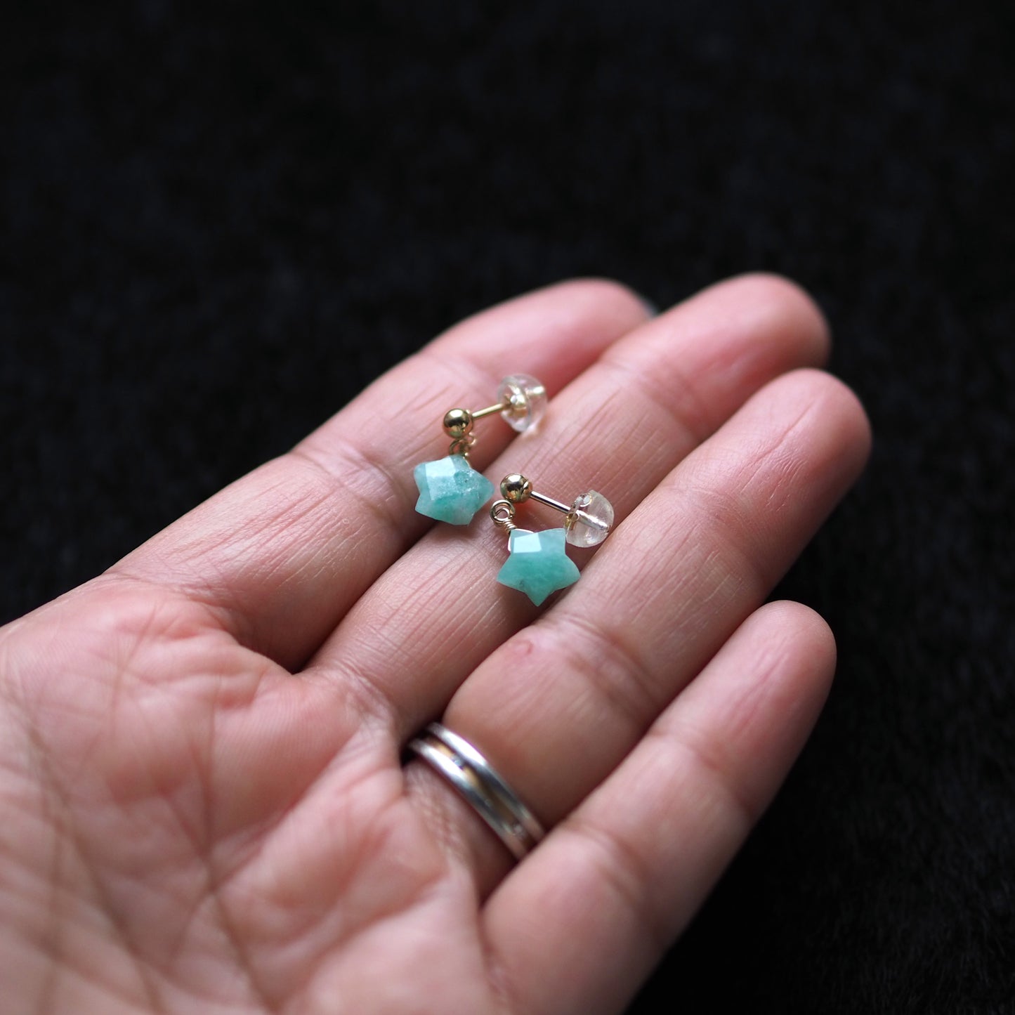 アマゾナイト 小さな星の耳飾り