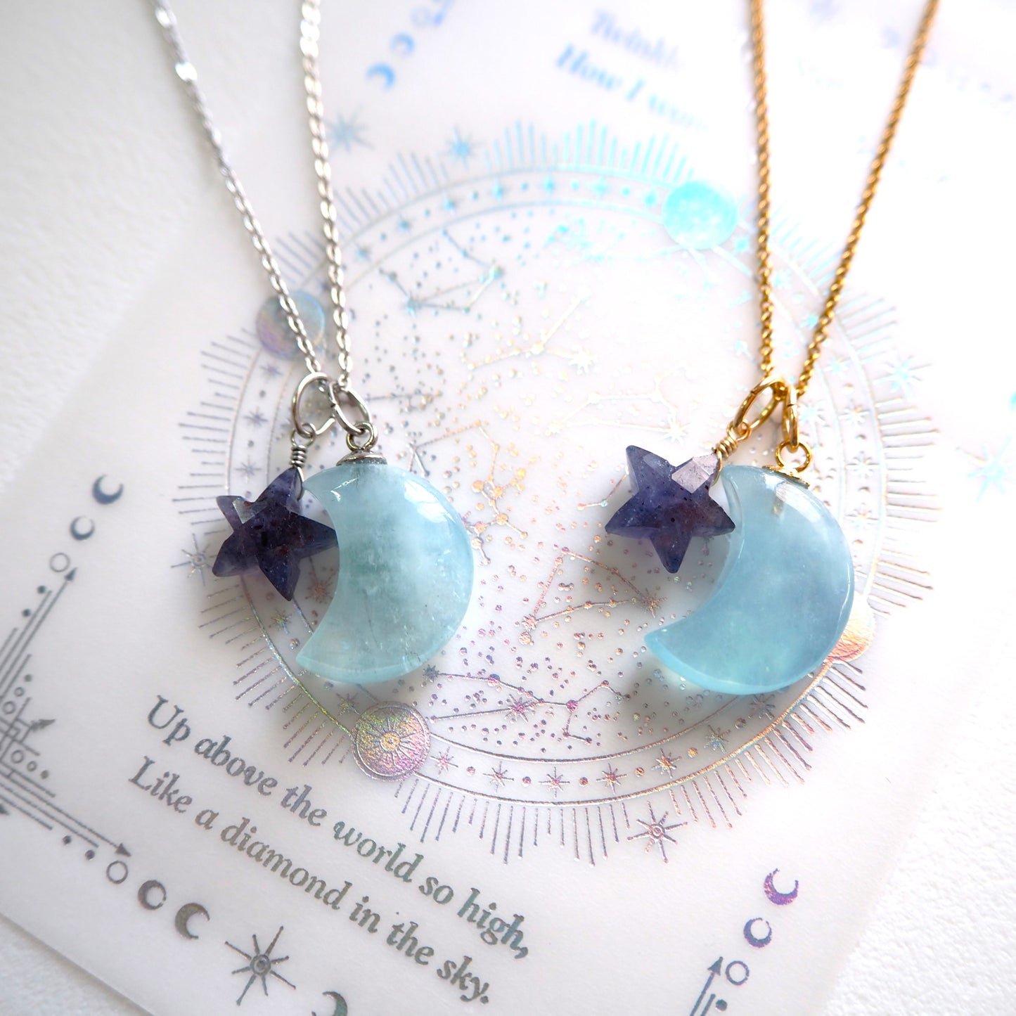 【3WAY】アクアマリン×アイオライト ペンダント/天然石アクセサリー