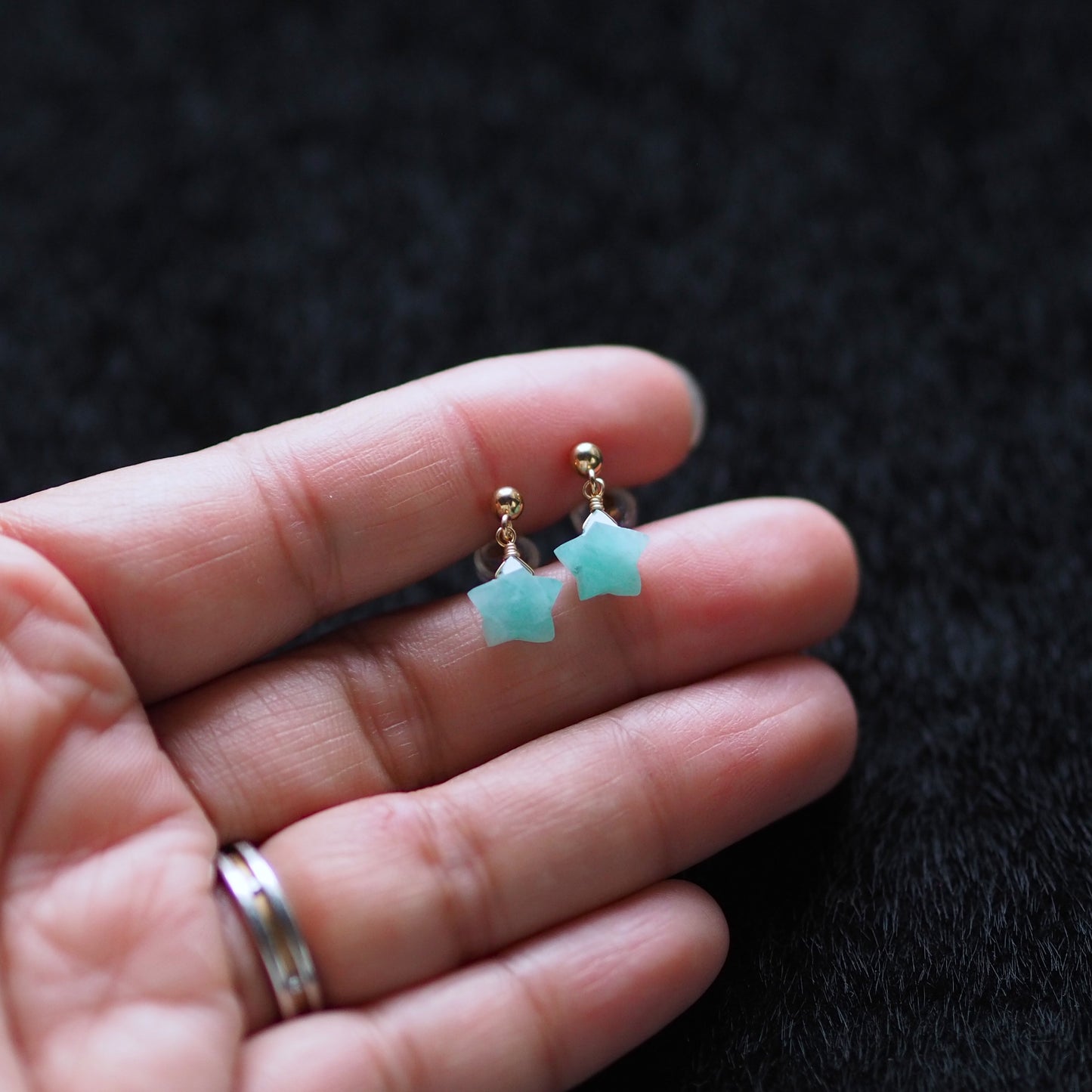 アマゾナイト 小さな星の耳飾り