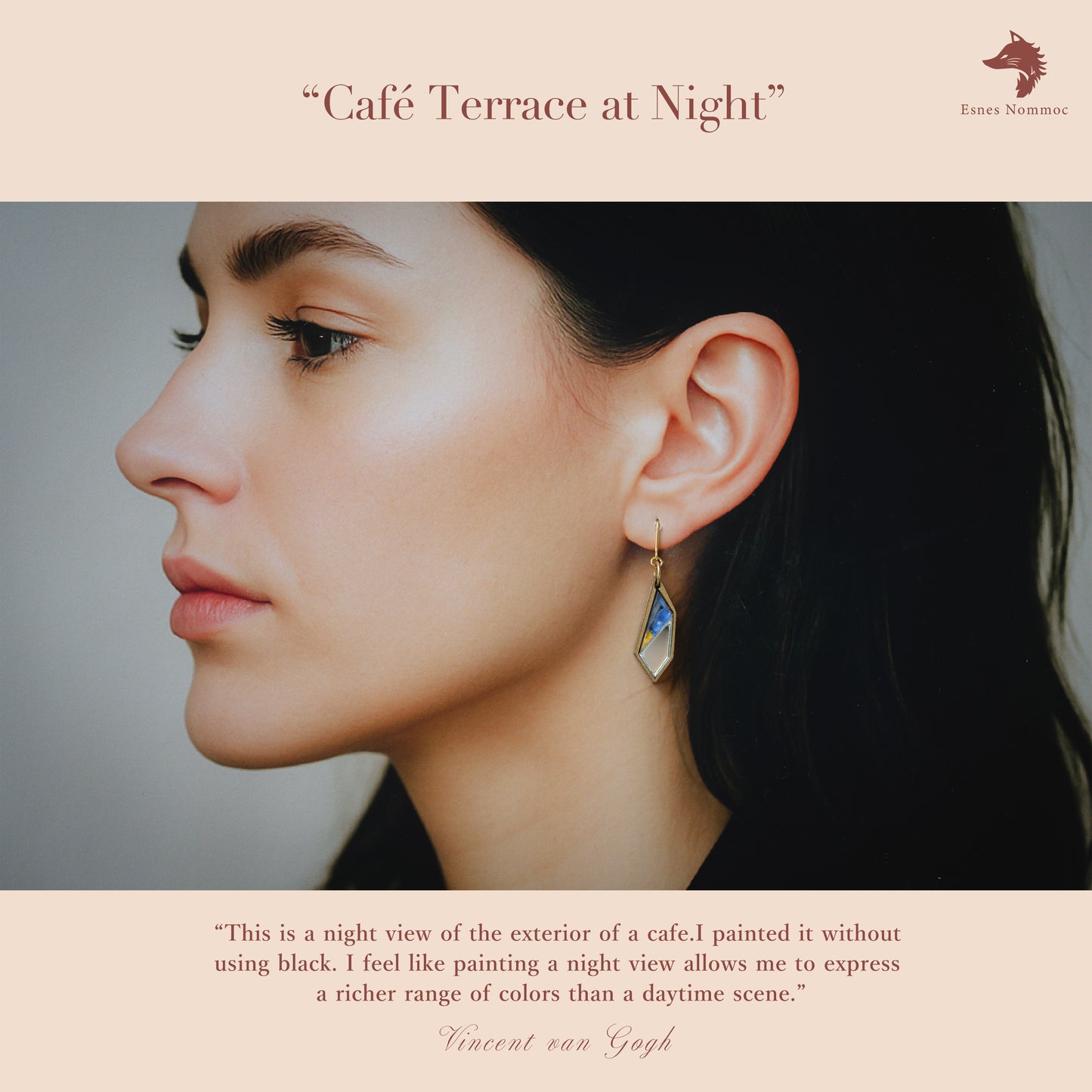 カラバリ2色【アレルギー対応ピアス&イヤリング】“夜のカフェテラス”+ウォールミラー “Terrace 1888”
