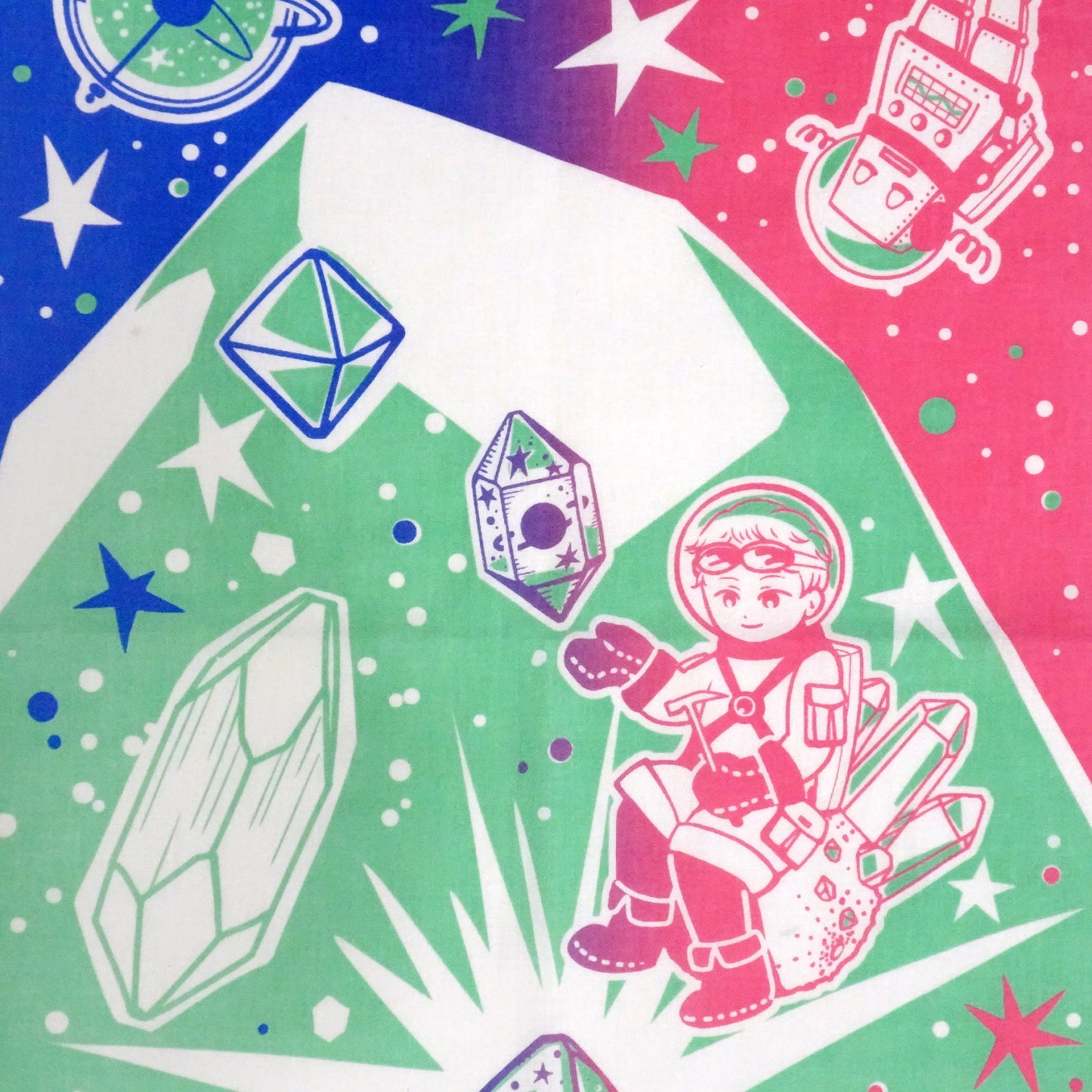 白猫マイカの綿100%手ぬぐい|「結晶宇宙 ギャラクシー色」手捺染(てなっせん)