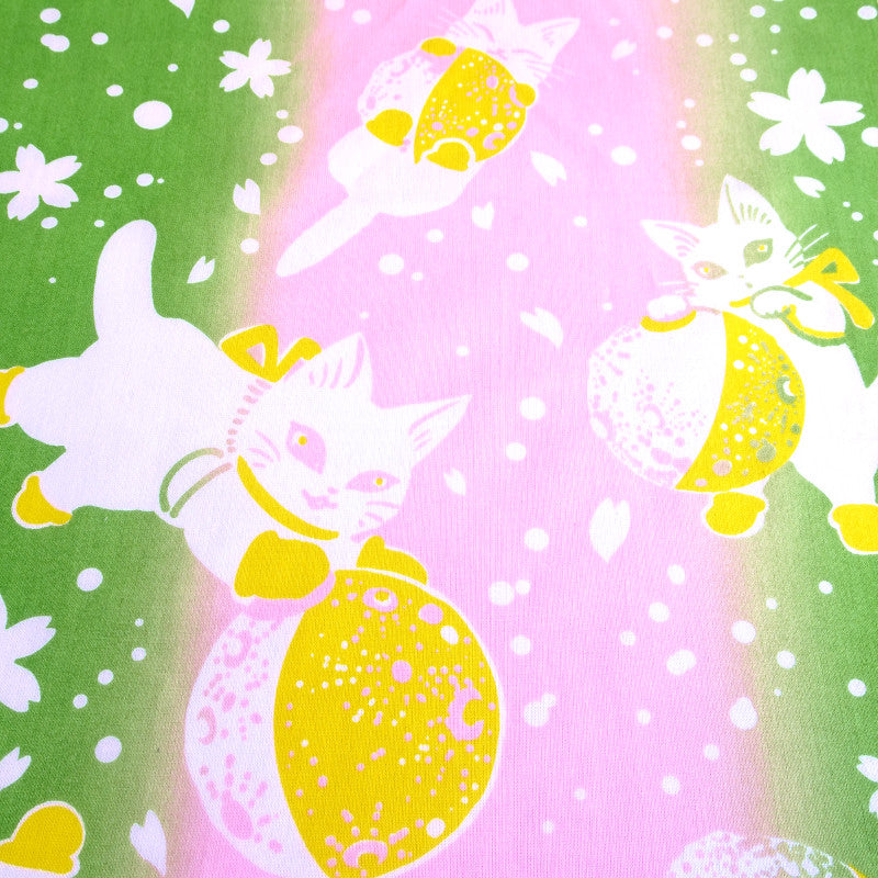 【選べる2色セット】白猫マイカの綿100%手ぬぐい|手捺染(てなっせん) 桜