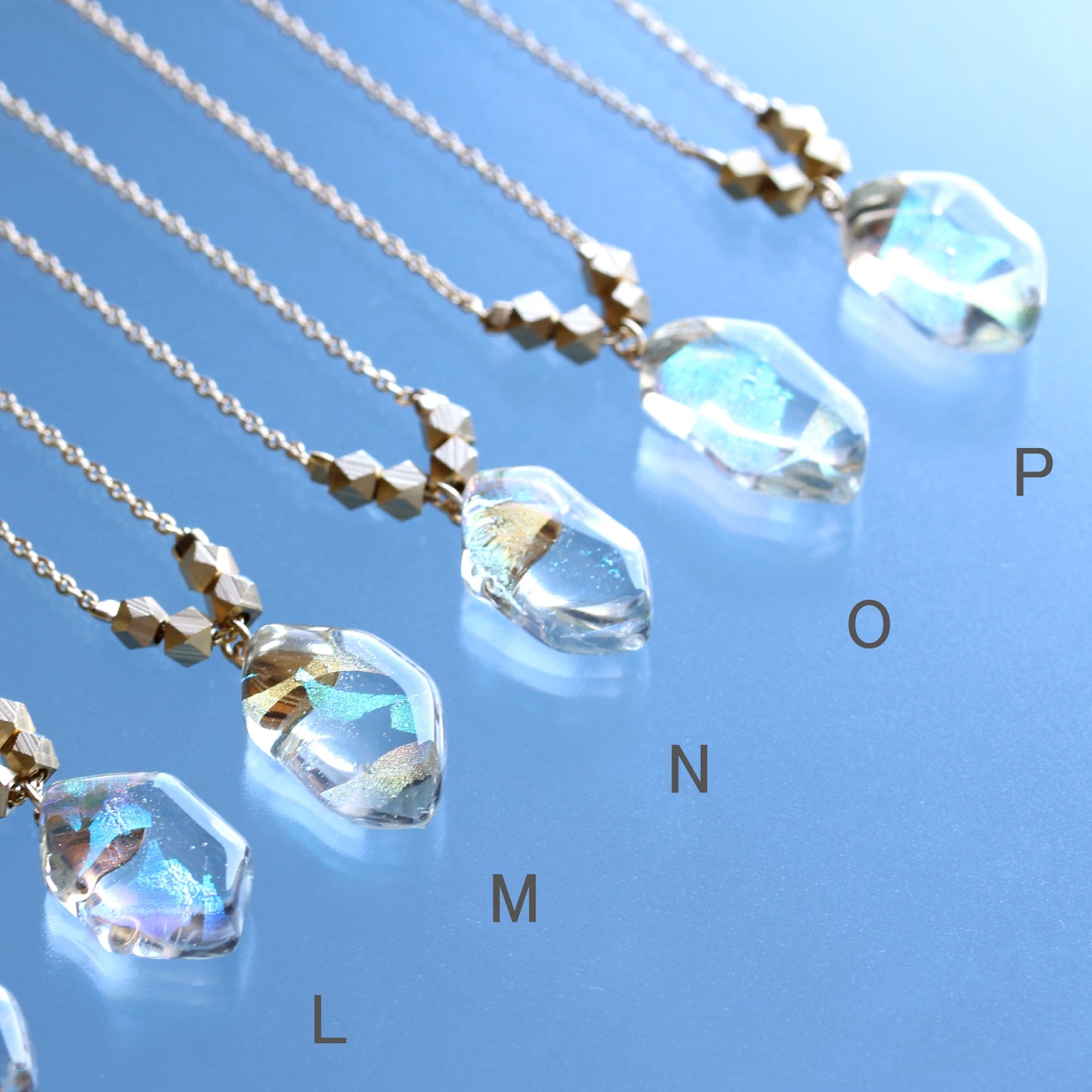 氷石glass ネックレス~ clear / blue ~