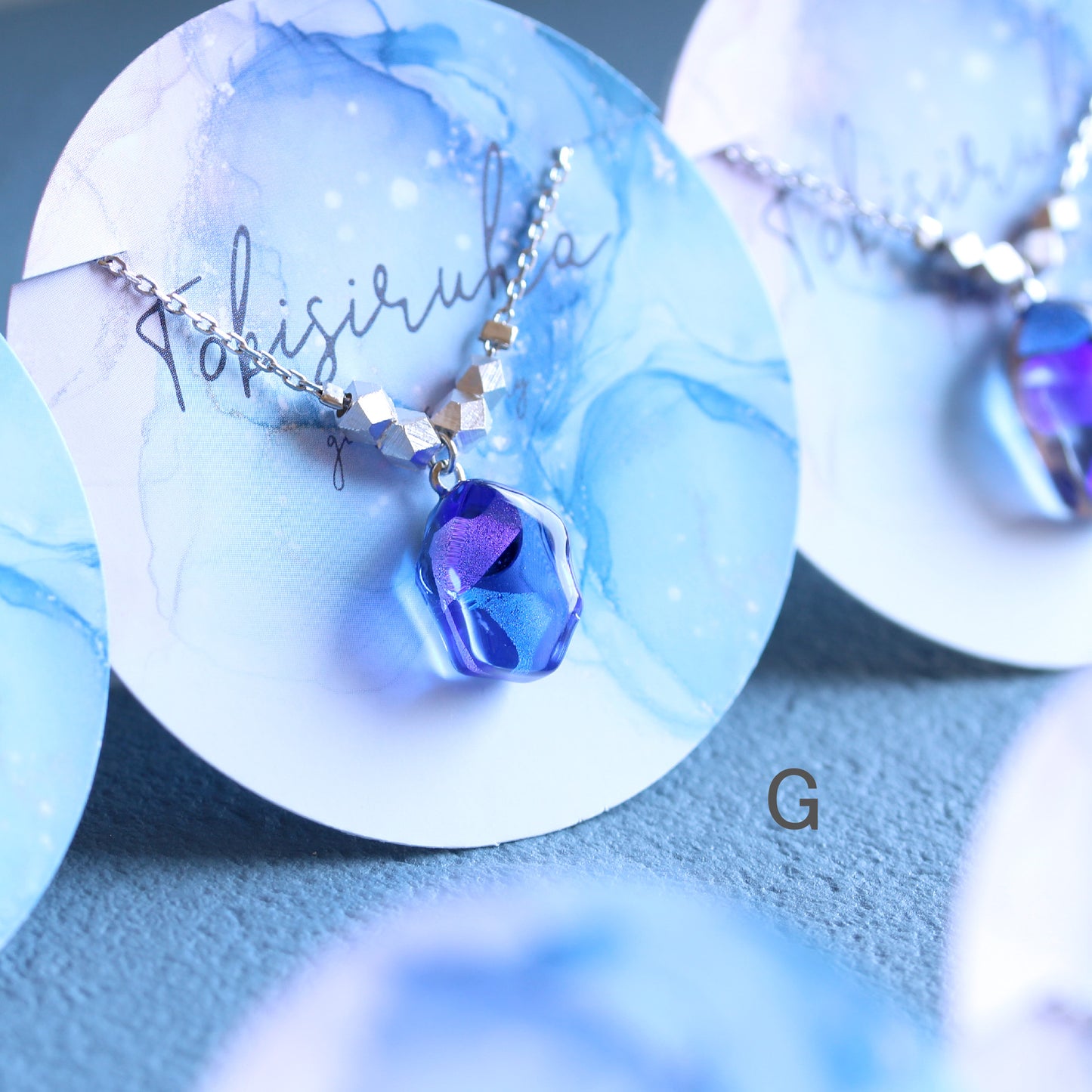 氷石glass ネックレス~ clear / blue ~