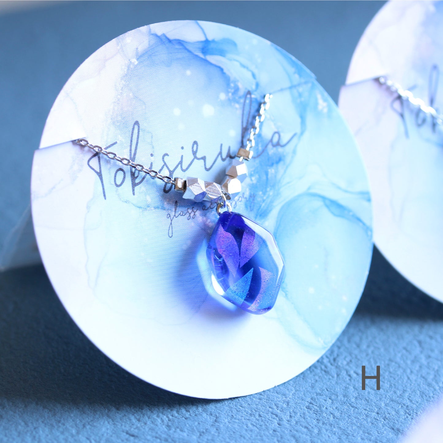 氷石glass ネックレス~ clear / blue ~