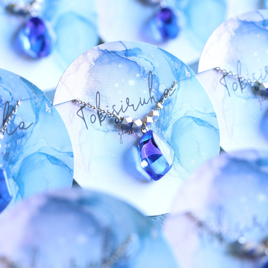氷石glass ネックレス~ clear / blue ~
