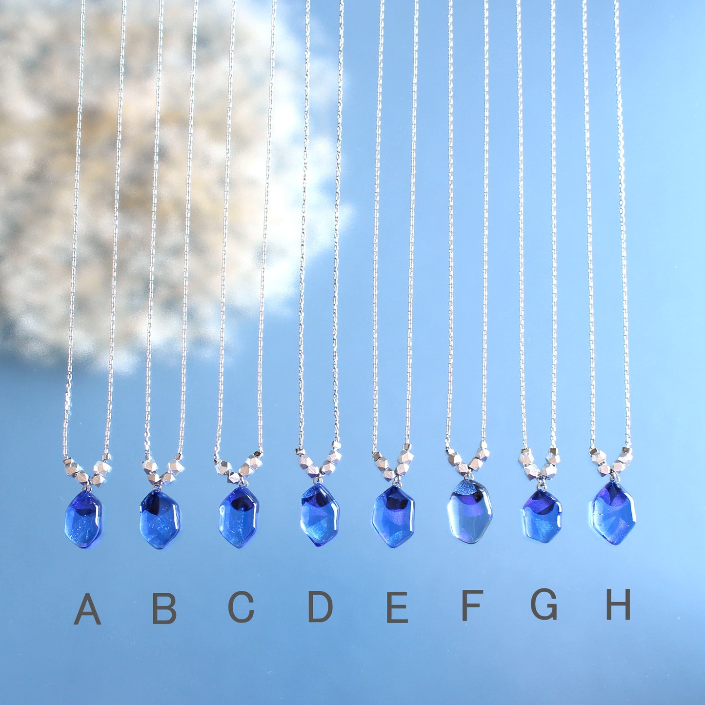 氷石glass ネックレス~ clear / blue ~