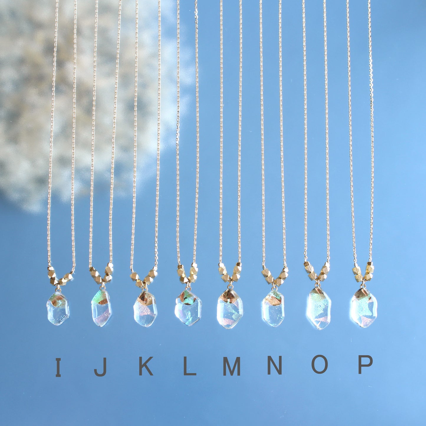 氷石glass ネックレス~ clear / blue ~