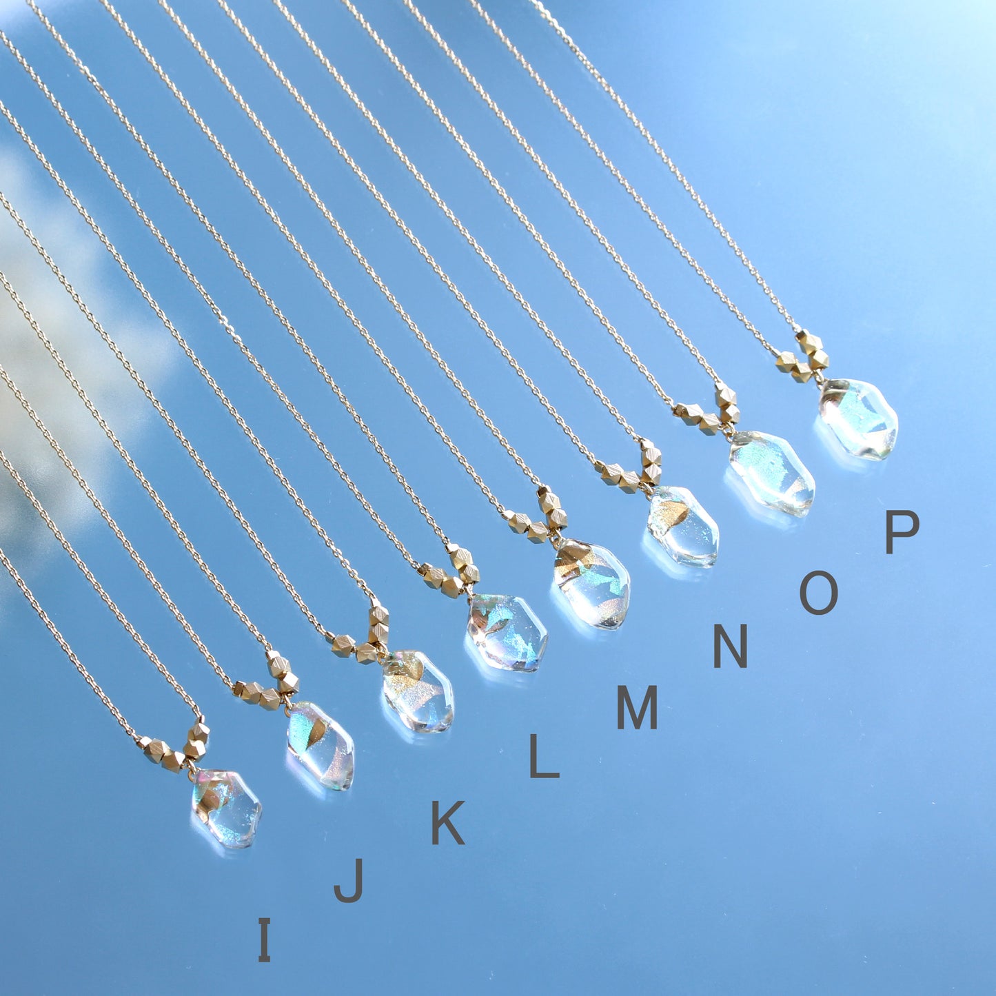 氷石glass ネックレス~ clear / blue ~