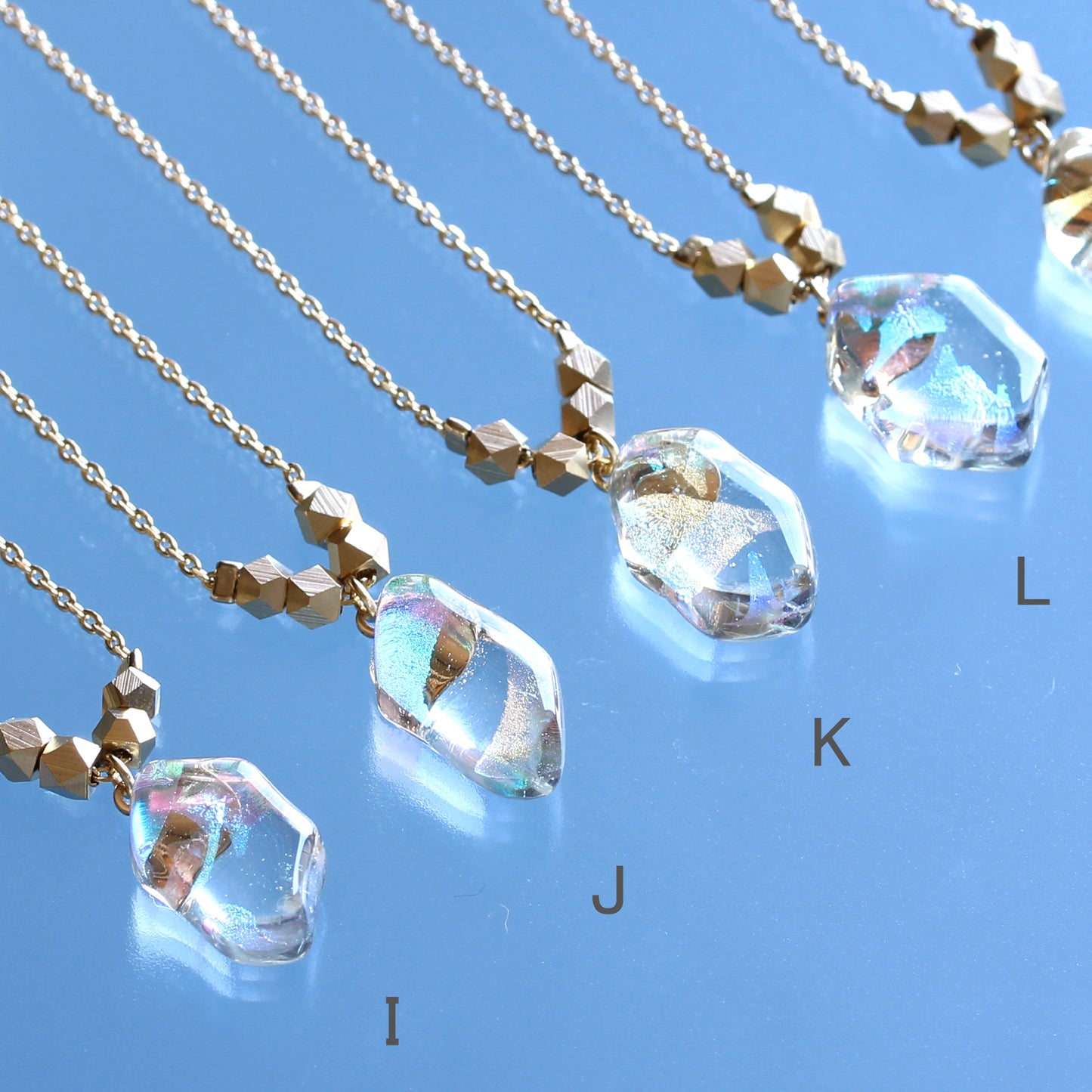 氷石glass ネックレス~ clear / blue ~