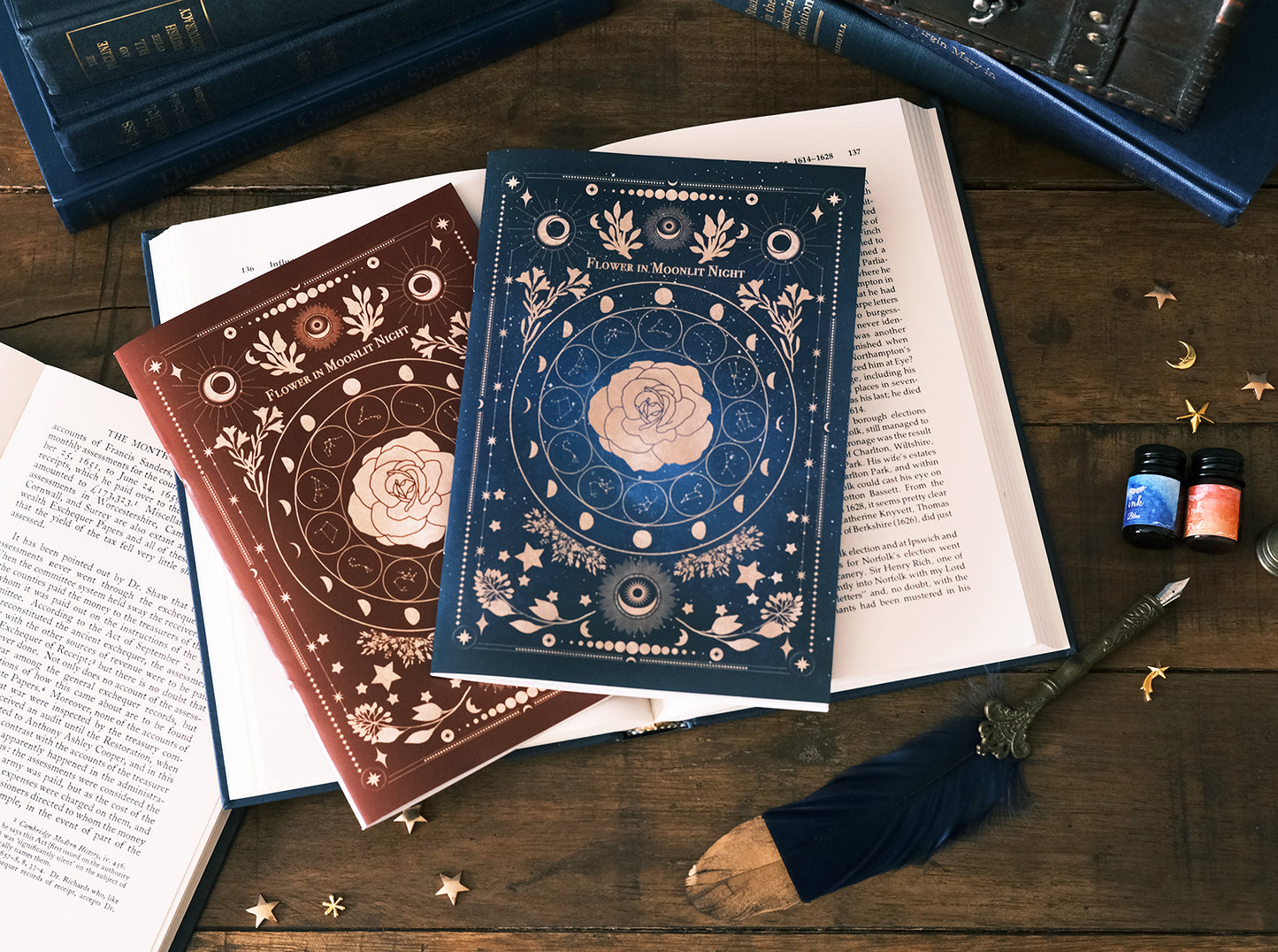 【ノート】架空の洋書 "月夜の花" 12星座とアンティークフラワーの本