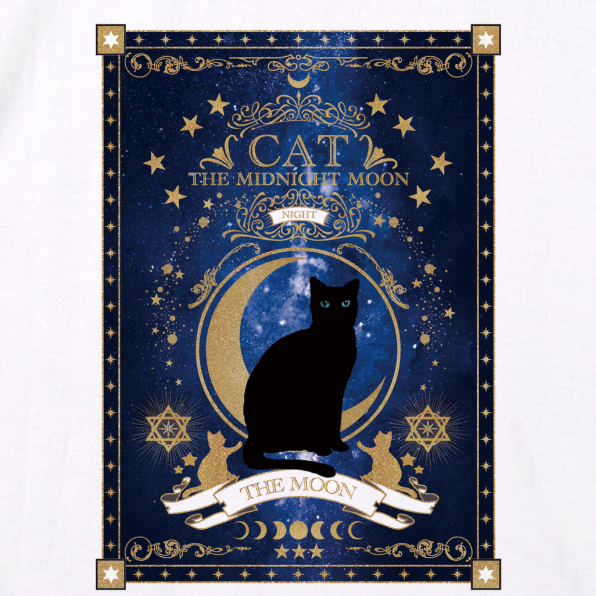 猫の魔導書 Tシャツ 2(black&white)男女兼用