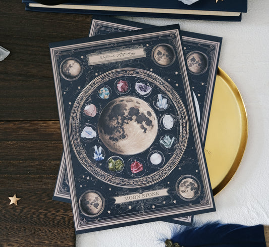 【レターセット】架空の洋書 "誕生石の図鑑" 〜MOON STONE〜