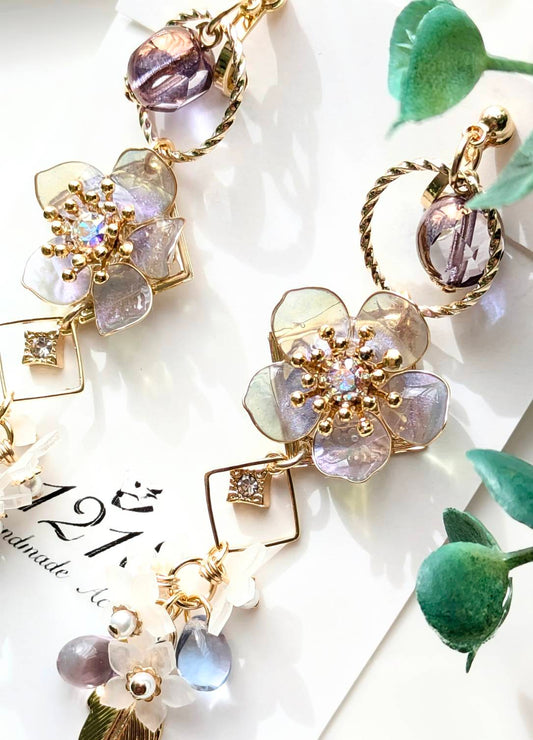 ライトパープルに染まる薄明 イヤリングorピアス