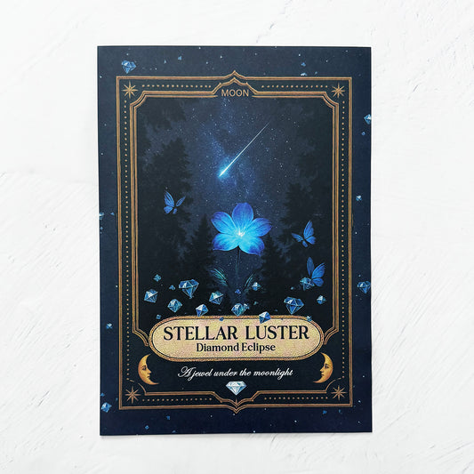 【レターセット】星空香水瓶 青い花とダイヤと蝶々 ラベル柄