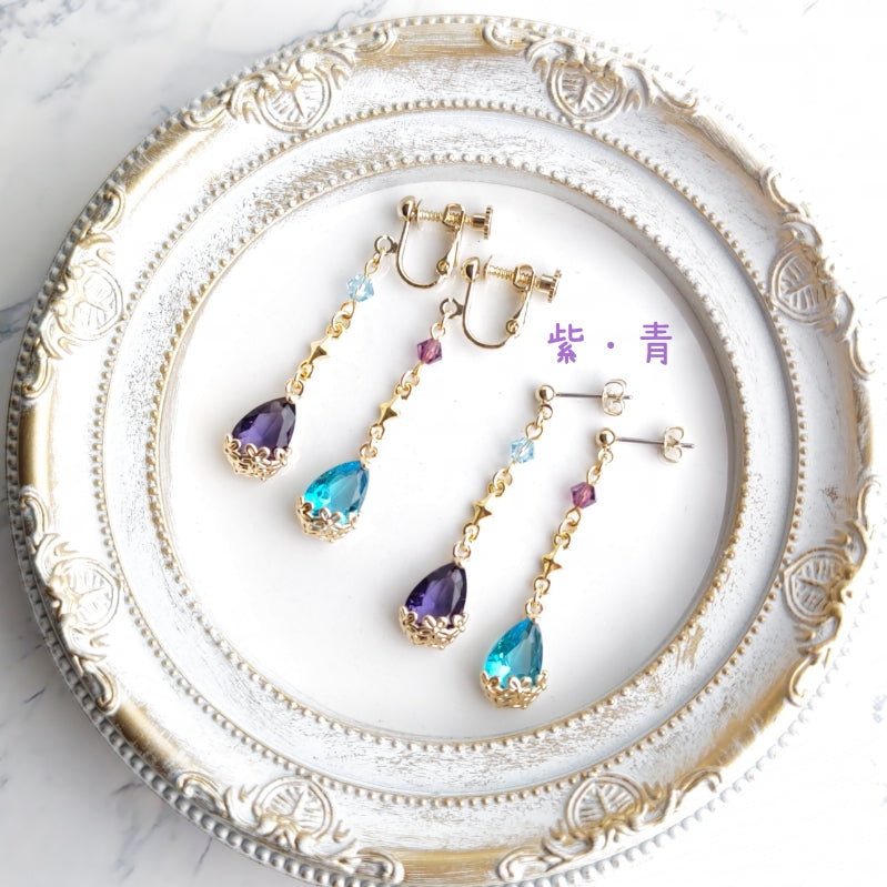 【ピアス&イヤリング】空色涙の耳飾り