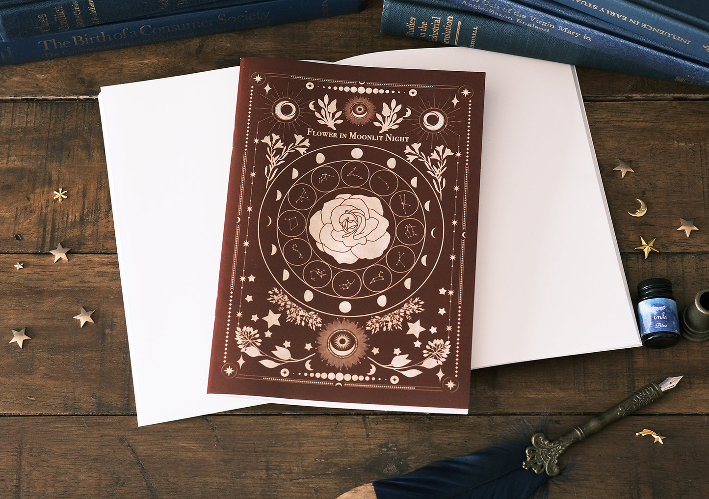 【ノート】架空の洋書 "月夜の花" 12星座とアンティークフラワーの本