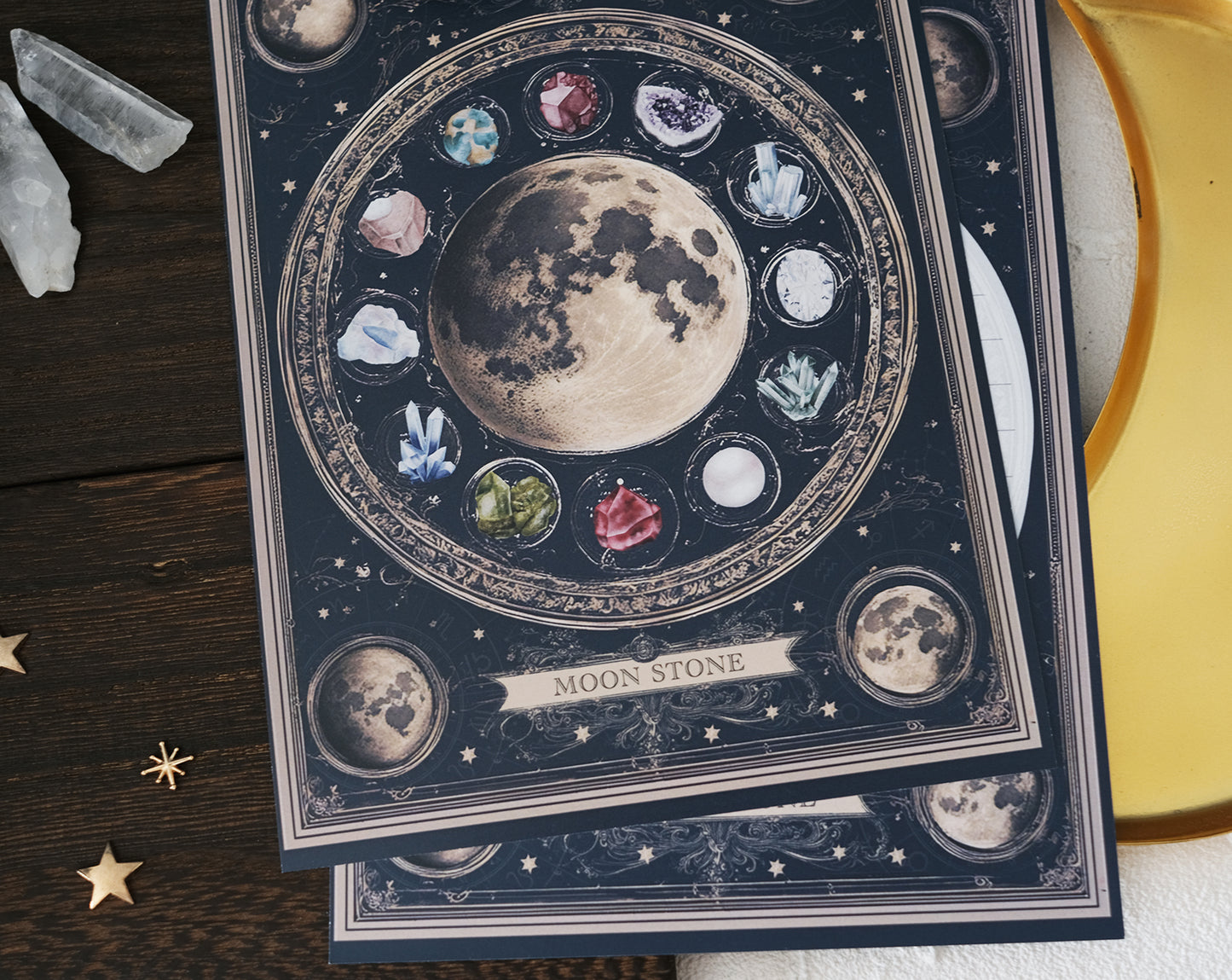 【レターセット】架空の洋書 "誕生石の図鑑" 〜MOON STONE〜