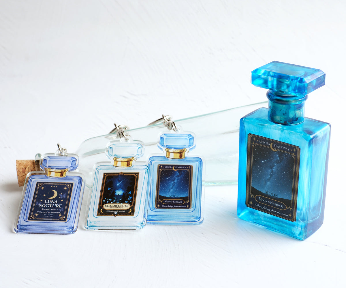 【ダイカットキーホルダー 】星空香水瓶