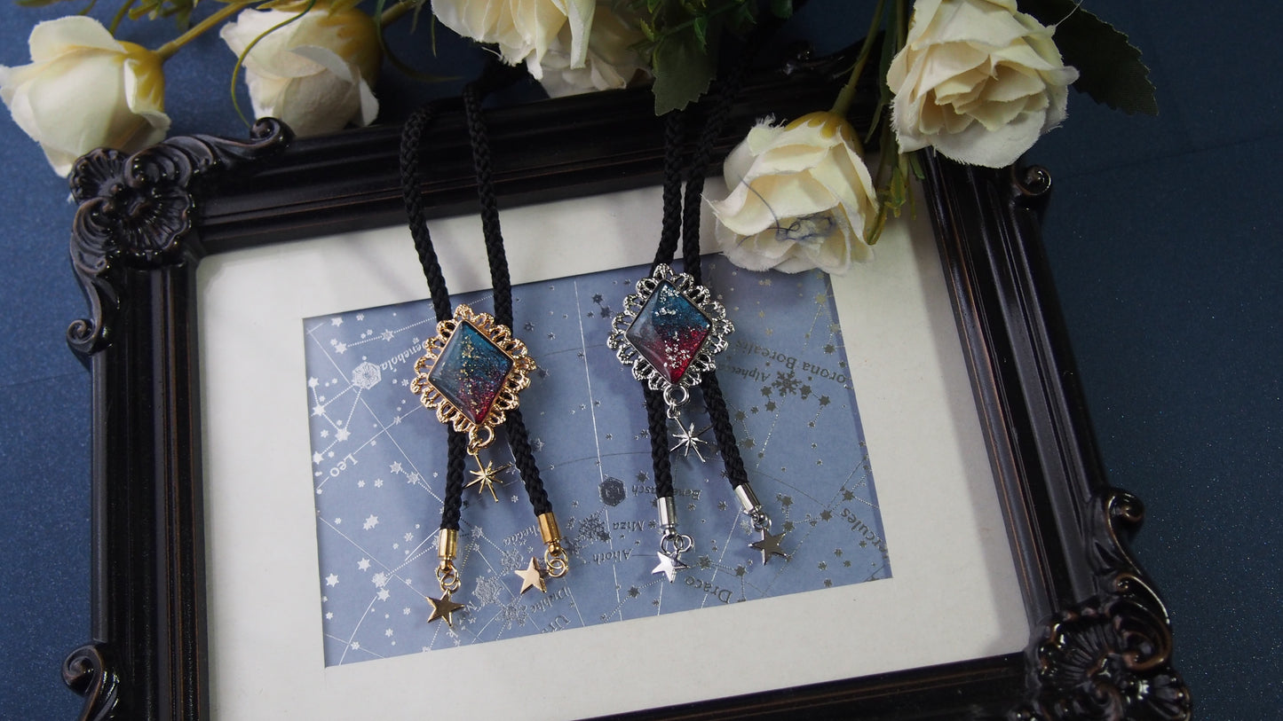 夜空レースのループタイ 彼岸花-赤