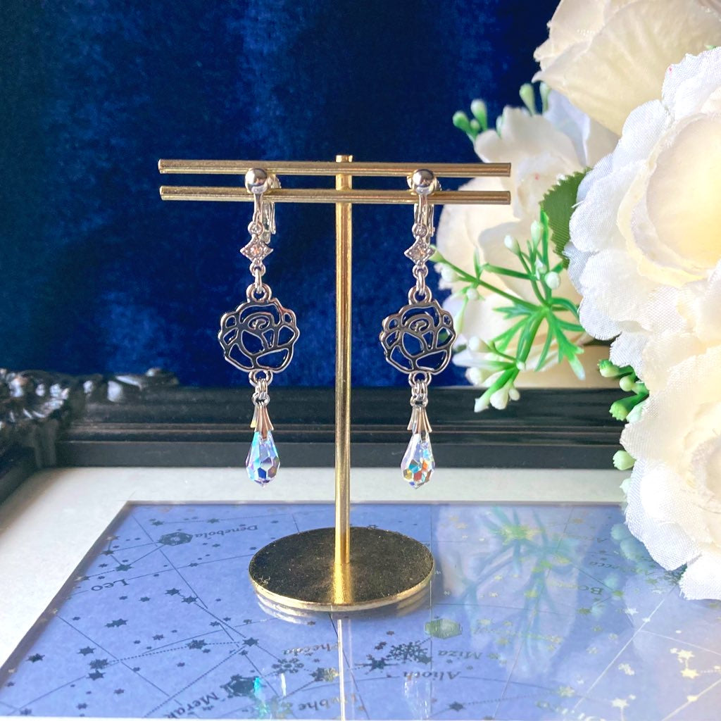 ミニ薔薇イヤリング