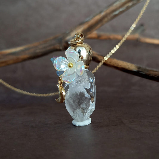 香水瓶ネックレス ダイヤカットボトル Comet【ストームグラス・シャボン玉ネックレスに変更可能】