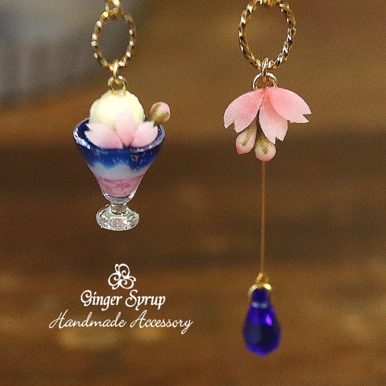 【ピアス&イヤリング】夜空のお花見パフェ
