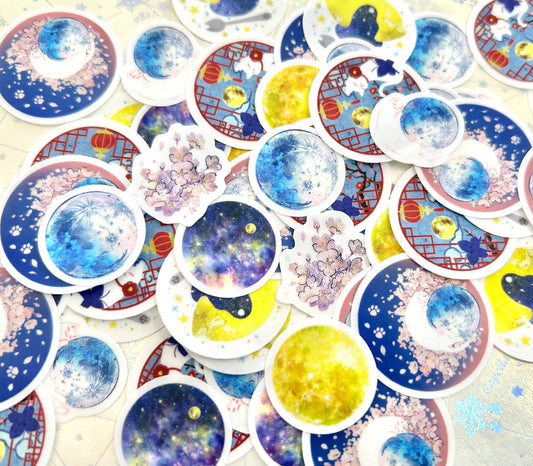 フレークシール*桜月夜にひらり、ねこ