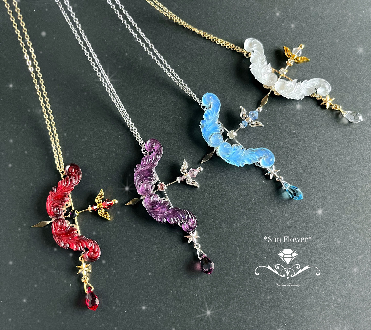 【2月アメジスト】弓矢のアクセサリー ピアス・イヤリング・イヤーカフ・ネックレス