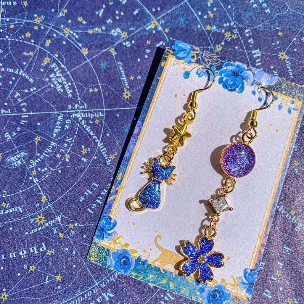 宇宙猫の天体観測耳飾り 〜 満天の星空に染められて 〜