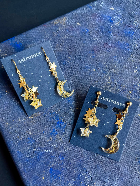 Starfall Moon 星降る月のピアス&イヤリング Gold star