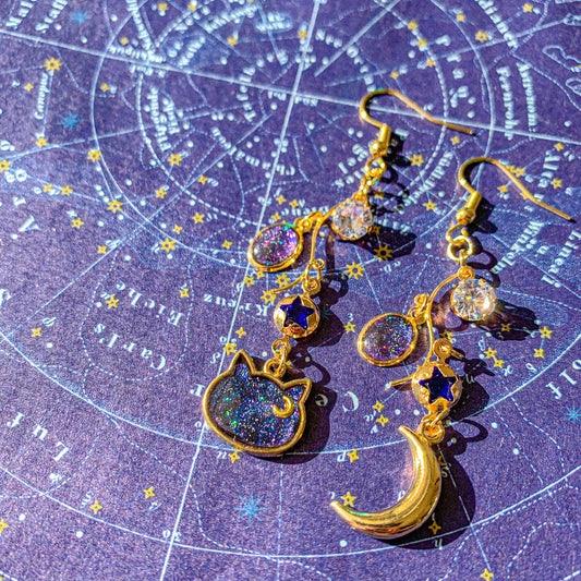 【新作】星空猫のツリー耳飾り~ お月様を耳飾りに ~
~ 猫月夜シリーズ ~【宙フェス夜市限定品】