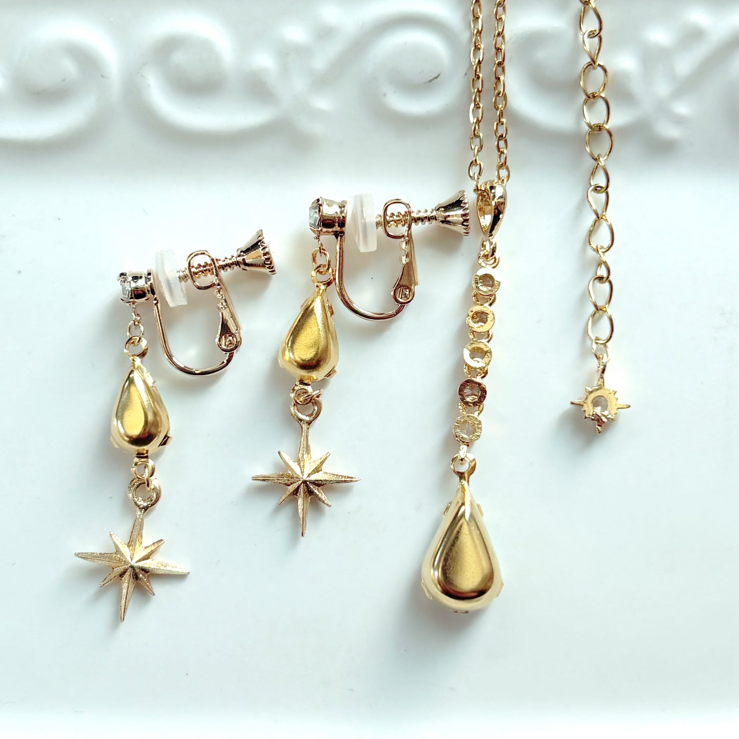 まいにち魔法限定〈オーロラの雫セット〉ペンダント&ピアス/イヤリング