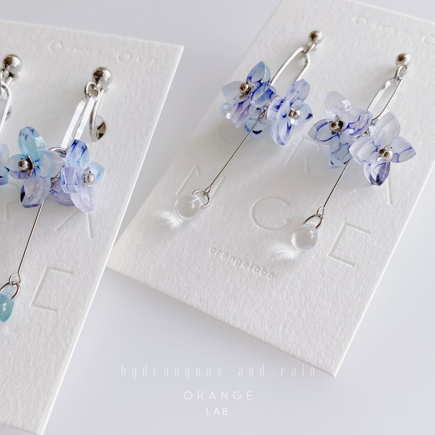 【ピアスイヤリング】紫陽花と雨