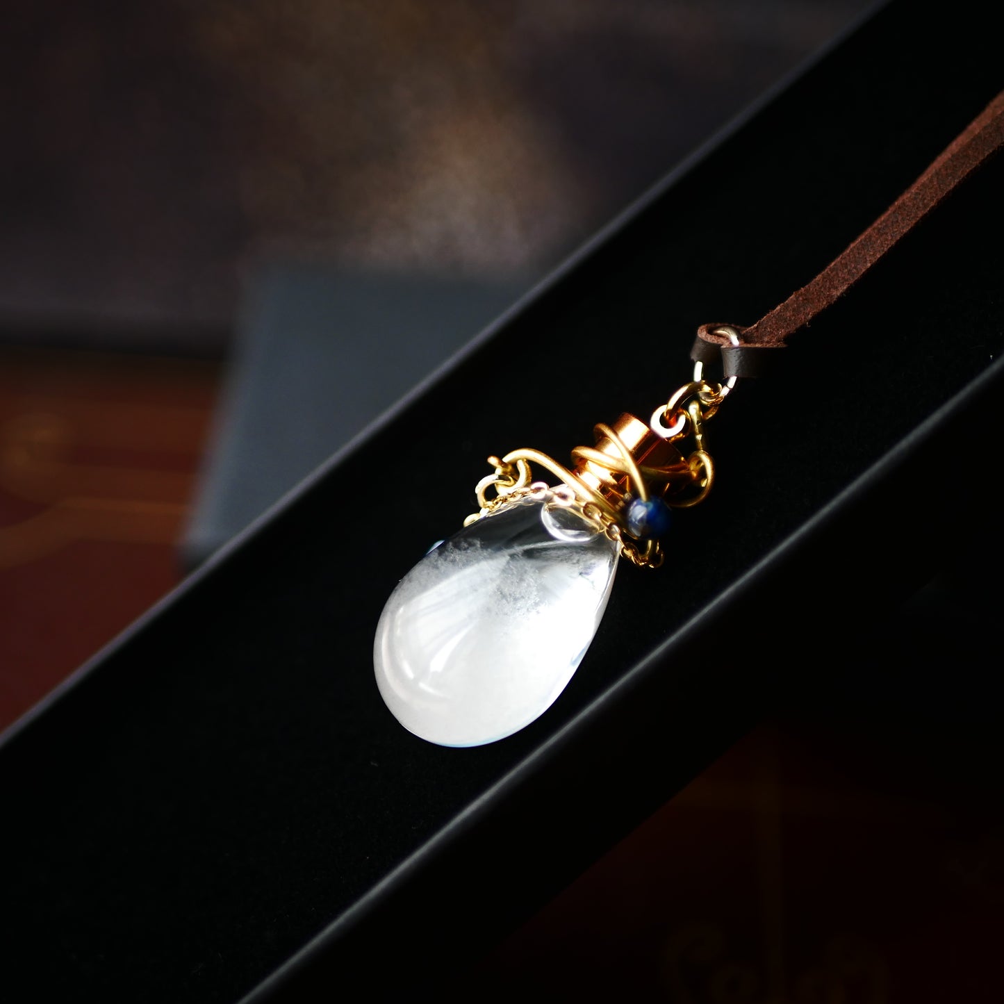 ストームグラス ネックレス「航海士の魔道具」ドロップ型ガラスボトル