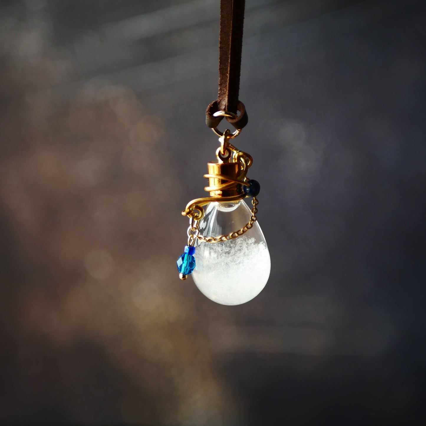 ストームグラス ネックレス「航海士の魔道具」ドロップ型ガラスボトル