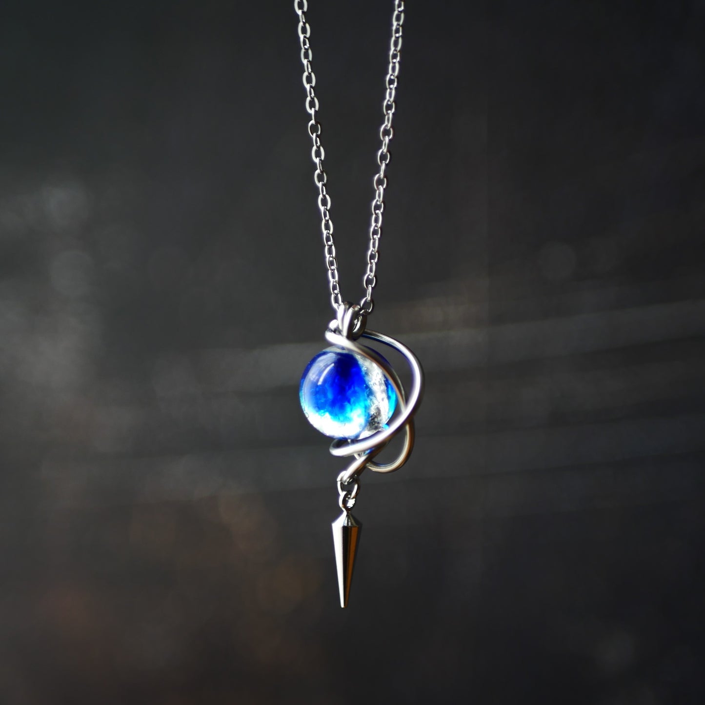 「一つ星」シルバーカラー ネックレス オーシャンブルー