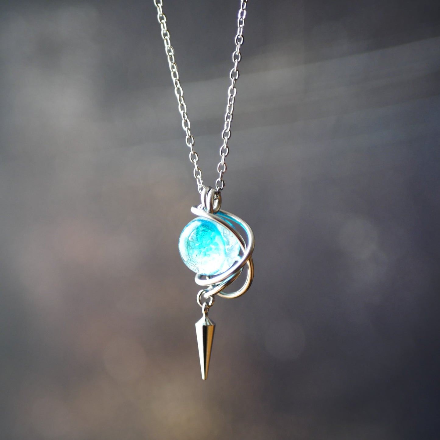 「一つ星」シルバーカラー ネックレス アイスブルー