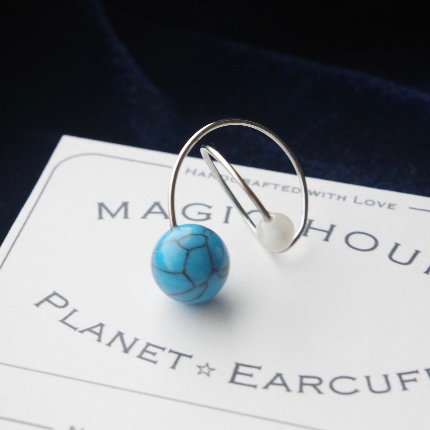 天然石イヤーカフPlanet「晴天」