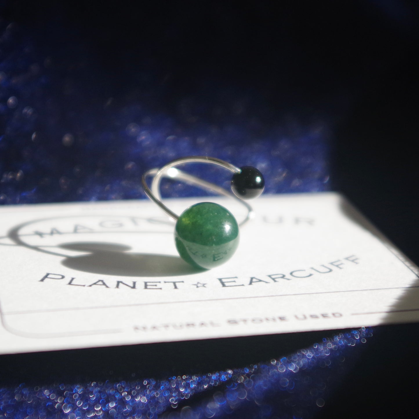 天然石イヤーカフPlanet「夜の森」
