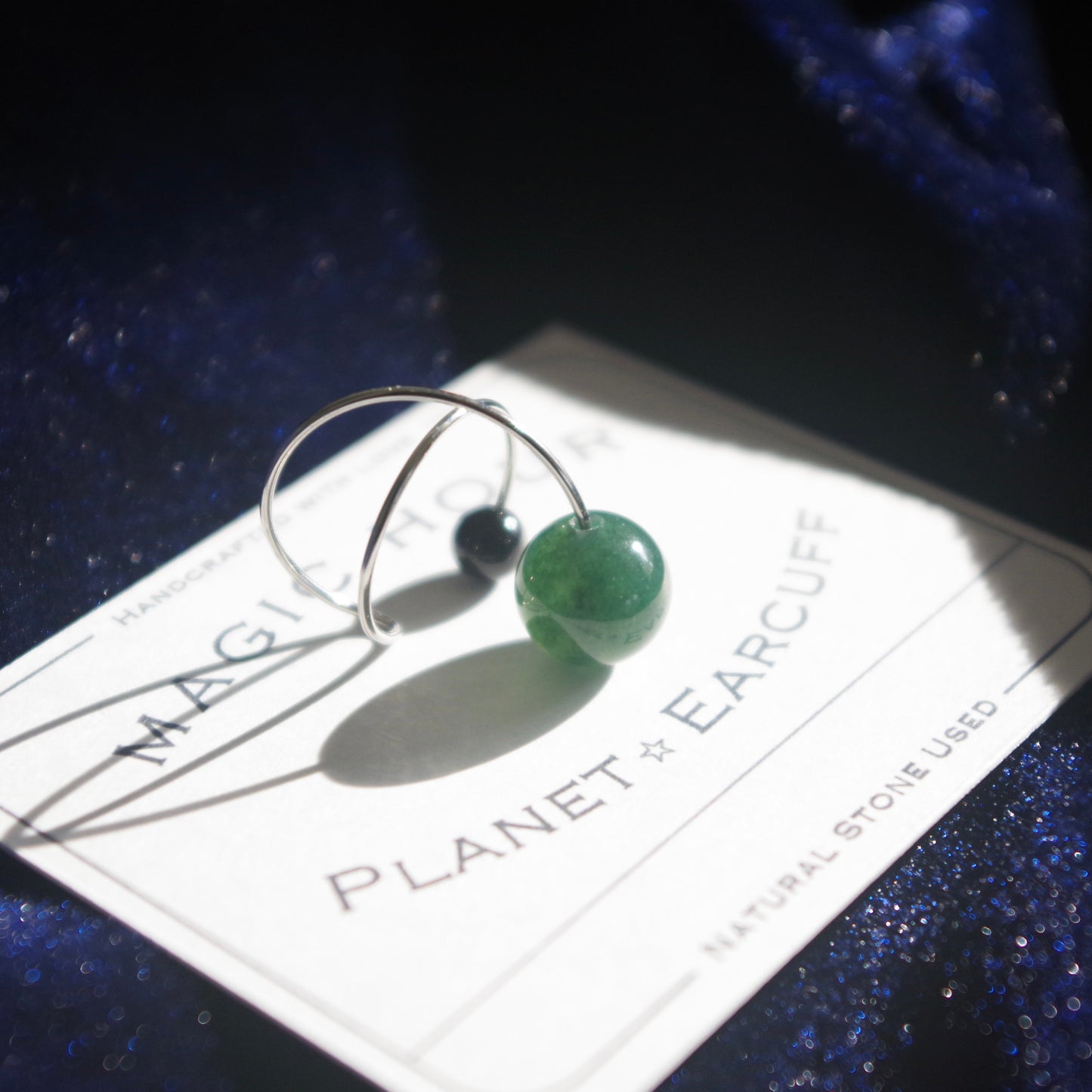 天然石イヤーカフPlanet「夜の森」