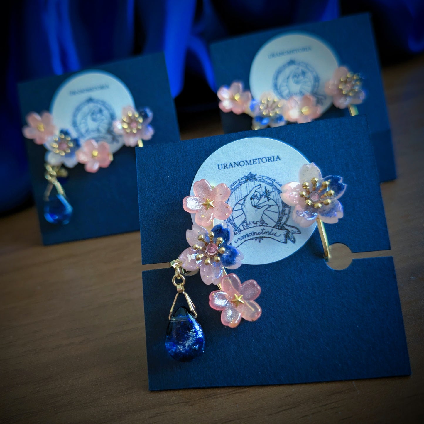 宙染め桜のイヤーカフセット