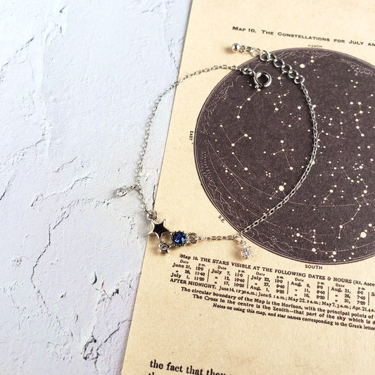 銀色の宝石星ブレスレット【シルバー】