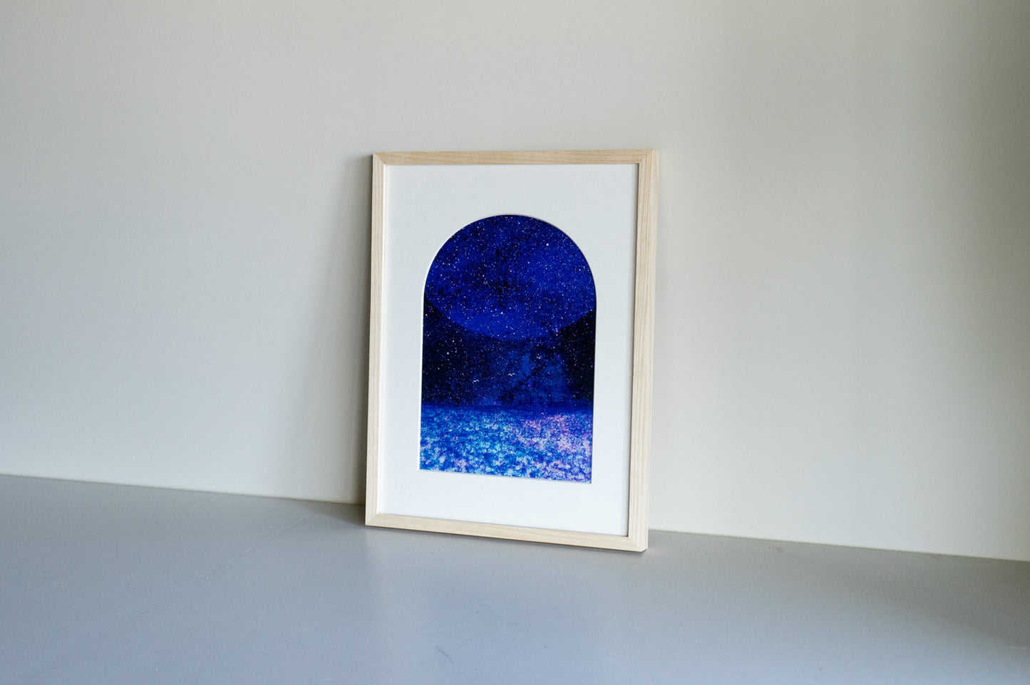 夜空に輝く、ネモフィラ/木製フレーム作品
