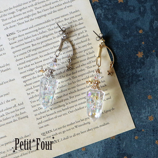 月光と流れ星のランタン耳飾り